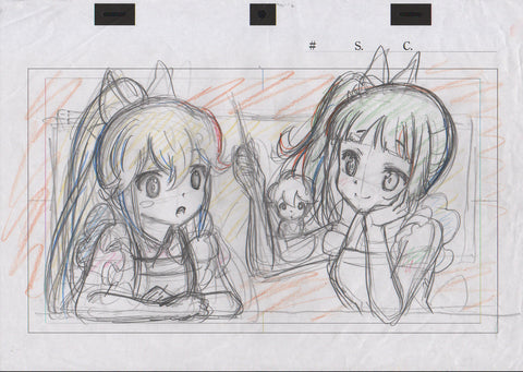 "If Her Flag Breaks" rare Hanken sketch - Nanami and Kikuno